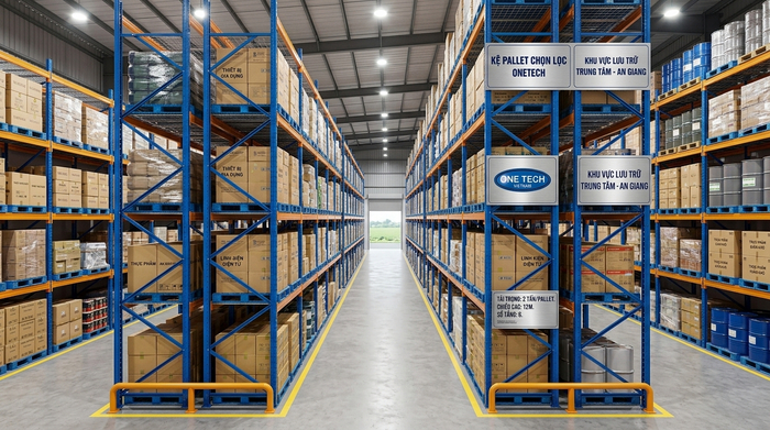 Kệ pallet Selective An Giang Kệ pallet Selective phù hợp kho nhiều mã hàng tại An Giang