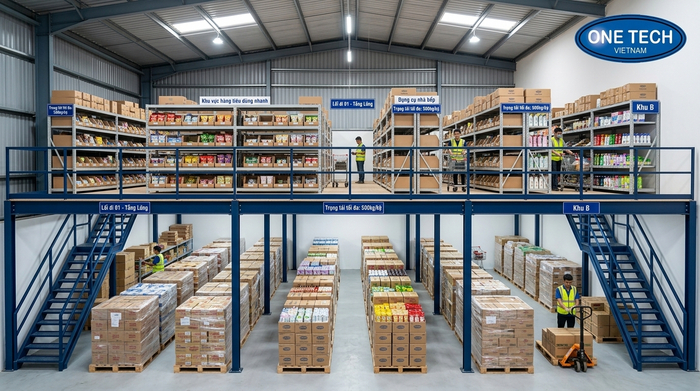 Kệ sàn mezzanine cho kho bách hóa tại An Giang
