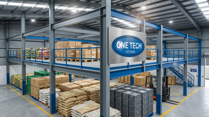 Kệ sàn mezzanine cho kho bao bì và nông sản An Giang