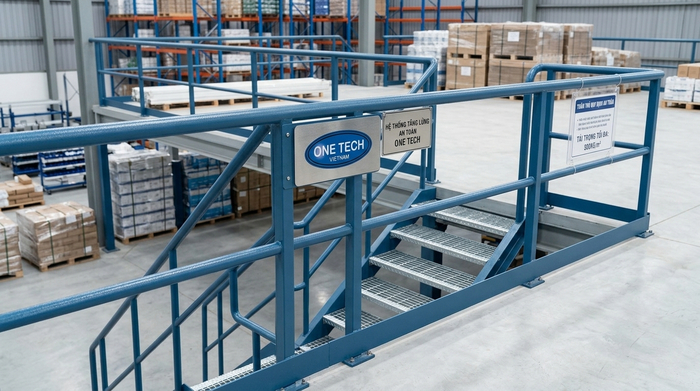 Lan can và cầu thang an toàn cho kệ sàn mezzanine