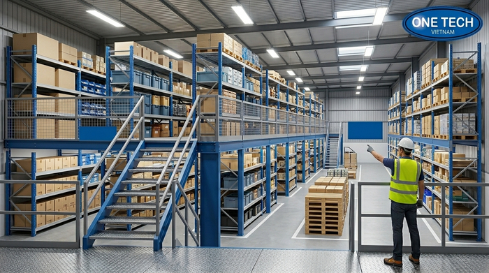 Kệ sàn mezzanine tăng diện tích lưu trữ trong kho hàng