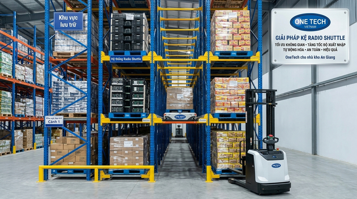 Lợi ích kệ Radio Shuttle An Giang giúp tối ưu diện tích và tăng tốc xuất nhập pallet