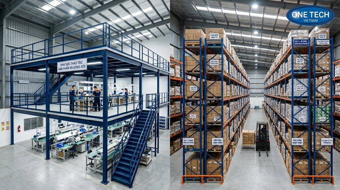 So sánh kệ sàn mezzanine và kệ kho thông thường trong kho cao