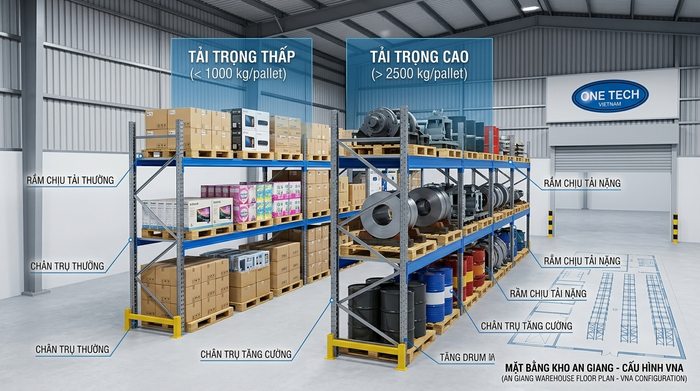 Báo giá Kệ Narrow Aisle An Giang theo tải trọng và mặt bằng kho