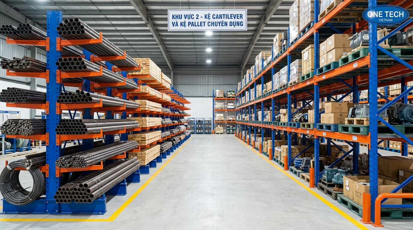 Bố trí kho kết hợp kệ pallet và kệ tay đỡ tại An Giang Bố trí kho kết hợp kệ pallet và kệ tay đỡ An Giang