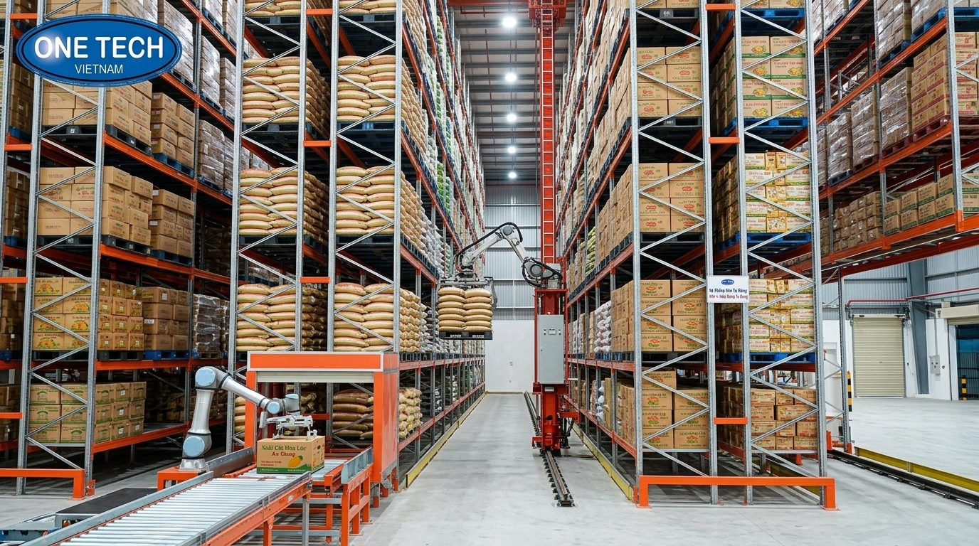 Kệ ASRS cho kho nông sản đóng gói tại An Giang
