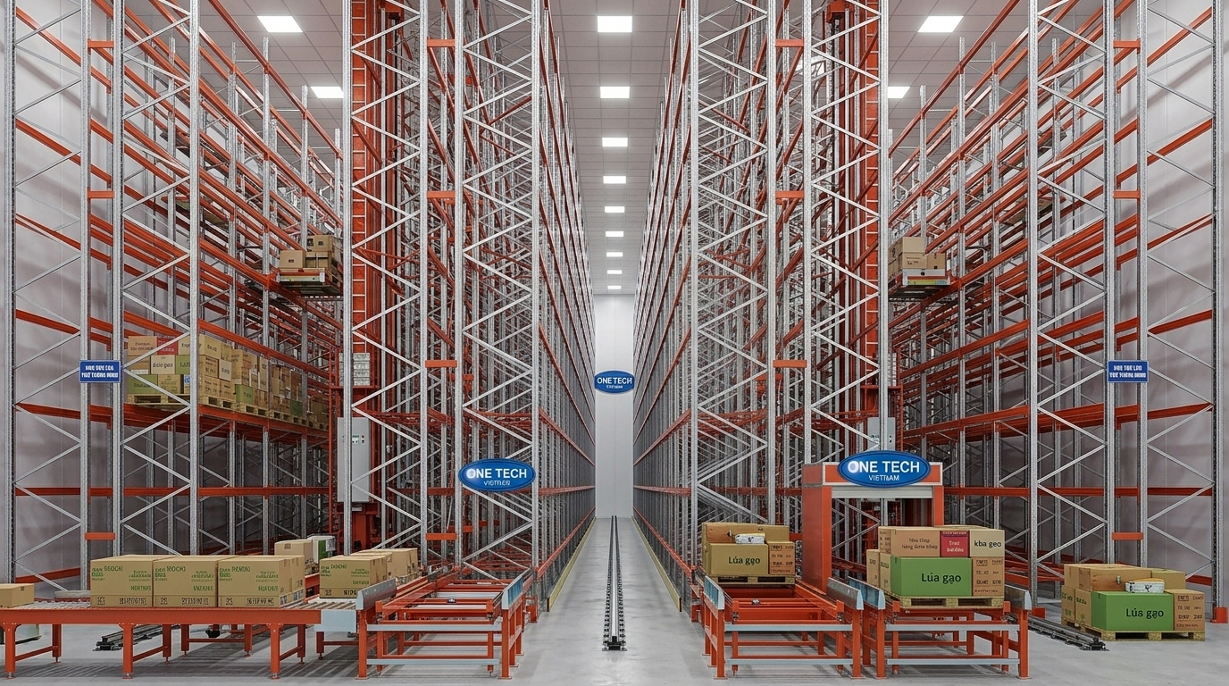 Mô phỏng kệ kho ASRS tại khu vực Long Xuyên An Giang cho kho phân phối