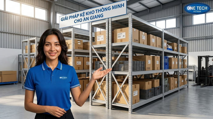 Kệ kho hàng An Giang trực thuộc OneTech Group tư vấn lắp đặt kệ kho thông minh