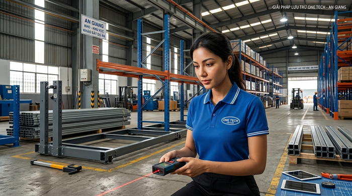 Khảo sát mặt bằng trước khi lắp đặt kệ kho di động An Giang