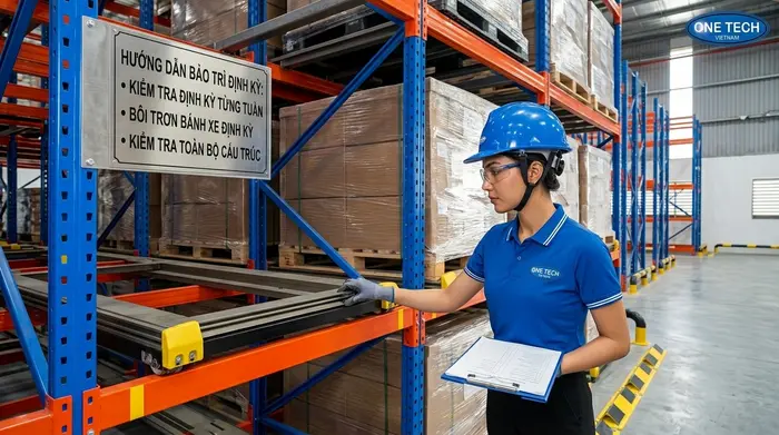 Kiểm tra định kỳ Kệ Push Back An Giang để đảm bảo an toàn tải trọng