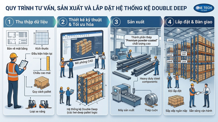 Quy trình tư vấn sản xuất lắp đặt Kệ Double Deep An Giang