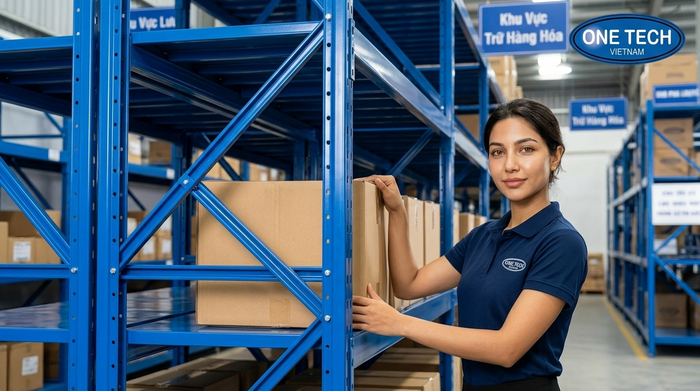 Quy trình lắp đặt chuẩn ISO Đội ngũ kỹ thuật OneTech lắp đặt kệ kho hàng