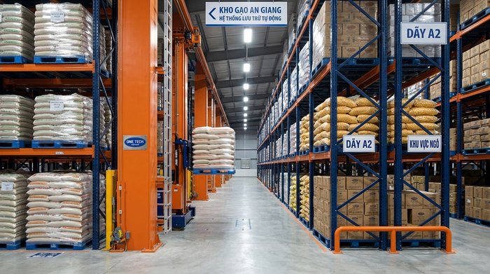 Ứng dụng stacker crane cho kho nông sản tại An Giang