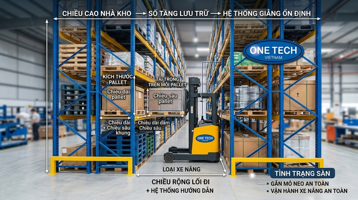 Các thông số cần khảo sát khi thiết kế Kệ Narrow Aisle An Giang