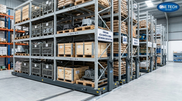Tiêu chí chọn kệ kho di động chịu tải gồm tải trọng, nền kho, ray và sơn chống rỉ