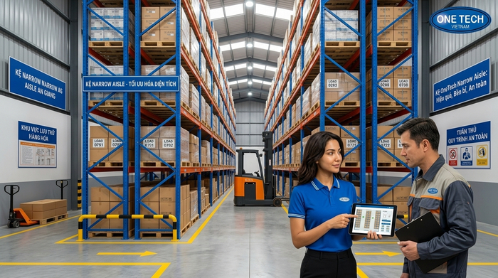 Tư vấn thiết kế và lắp đặt Kệ Narrow Aisle An Giang bởi OneTech
