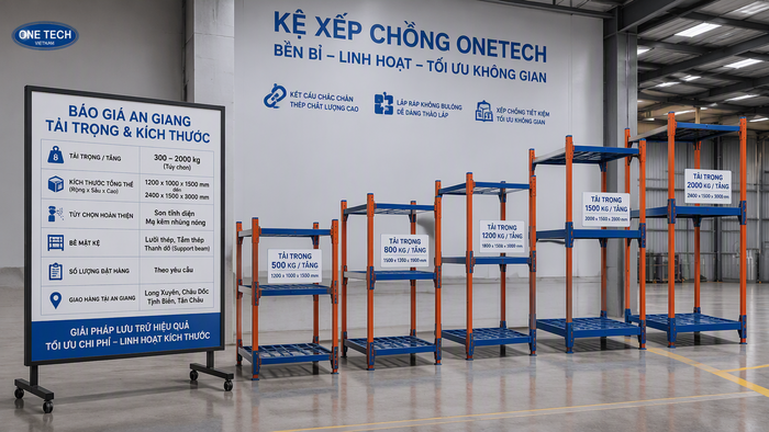 Báo giá kệ xếp chồng An Giang theo tải trọng và kích thước