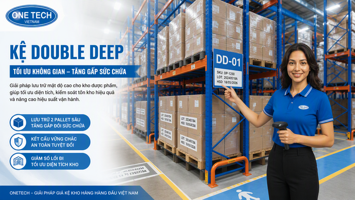 Kệ Double Deep cho kho dược phẩm mật độ cao Kệ Double Deep tăng mật độ lưu trữ cho kho dược phẩm