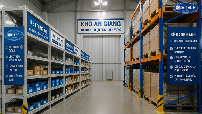 So sánh kệ trung tải và kệ tải trọng nặng cho kho An Giang