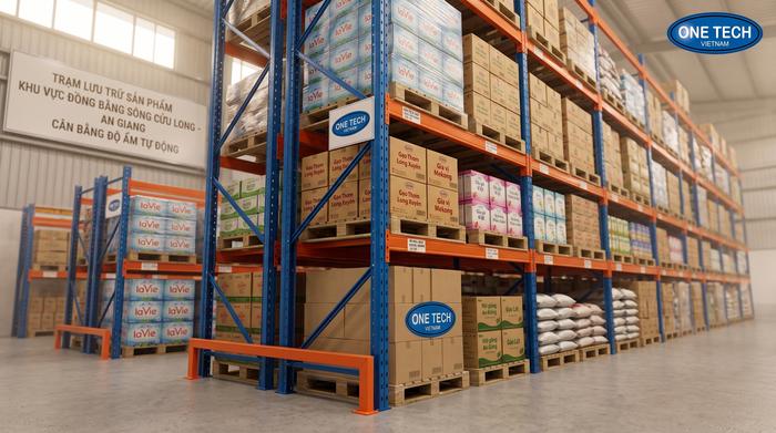 Kệ kho FMCG An Giang cho kho hàng tiêu dùng nhanh