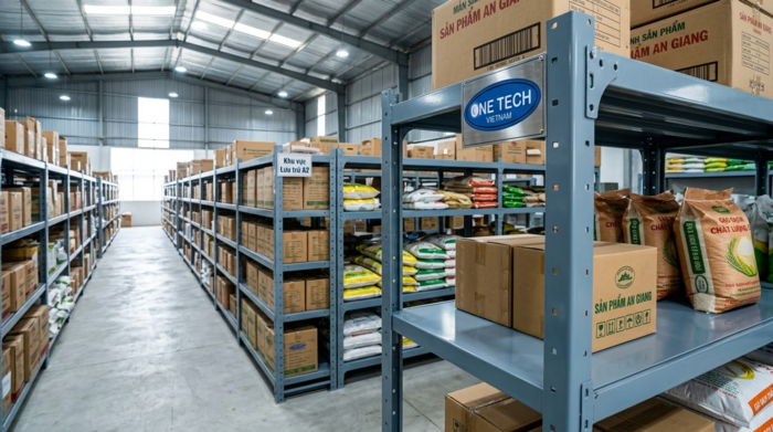 Kệ trung tải giá rẻ An Giang dùng cho kho nông sản và hàng hóa đóng thùng
